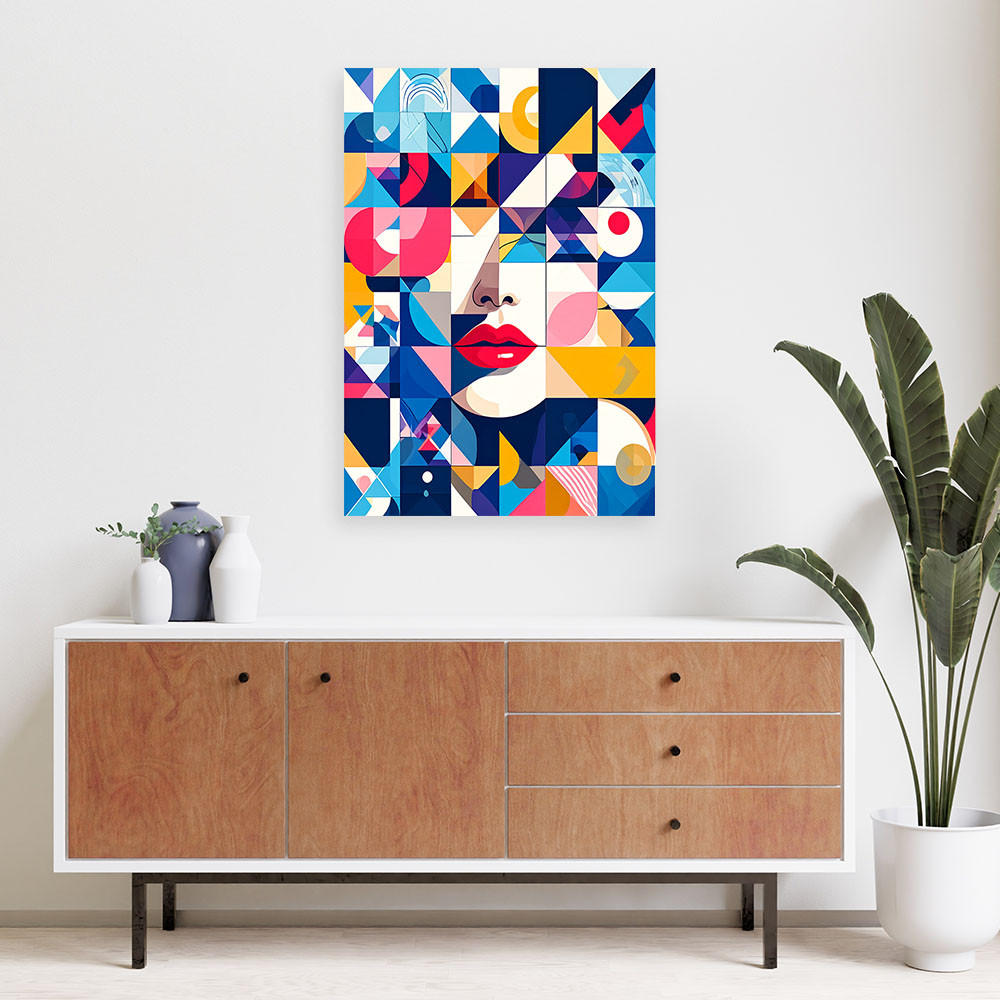 LEINWANDBILD Abstraktion Frau Bauhaus 80x120cm - Multicolor, Textil (80/120cm) - Feeby