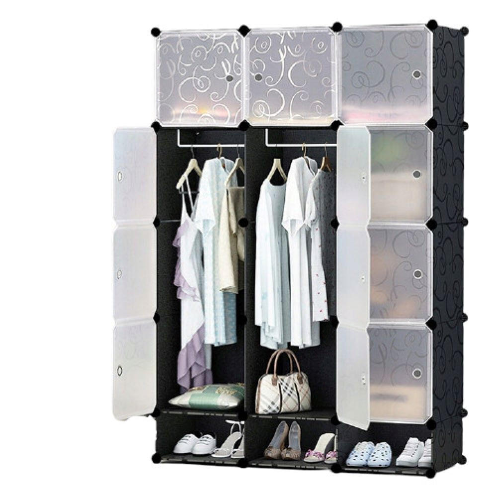 SCHRANK, schwarz 110/36/165 cm - Schwarz, Kunststoff (110/165/36cm)