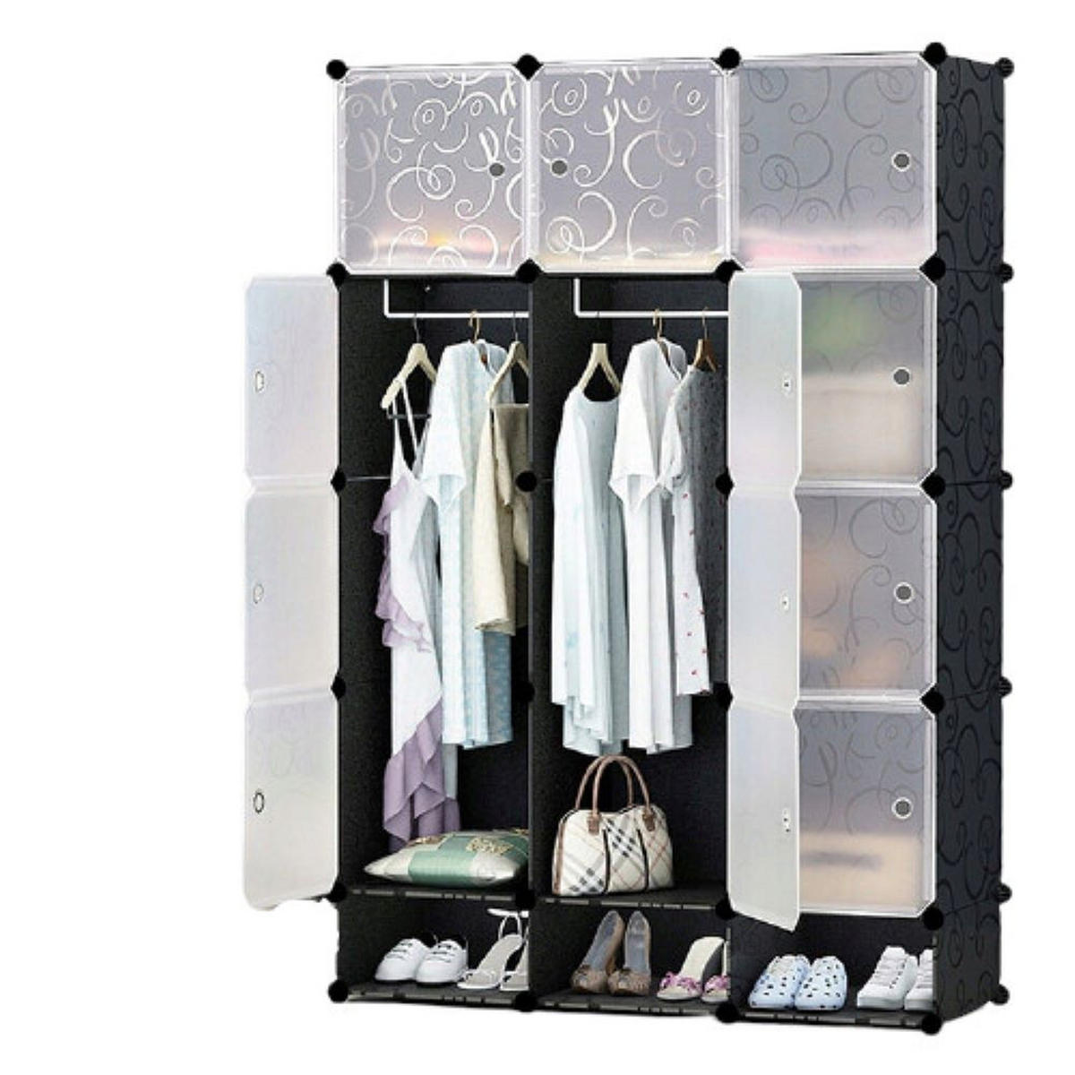 SCHRANK, schwarz 110/36/165 cm - Schwarz, Kunststoff (110/165/36cm)