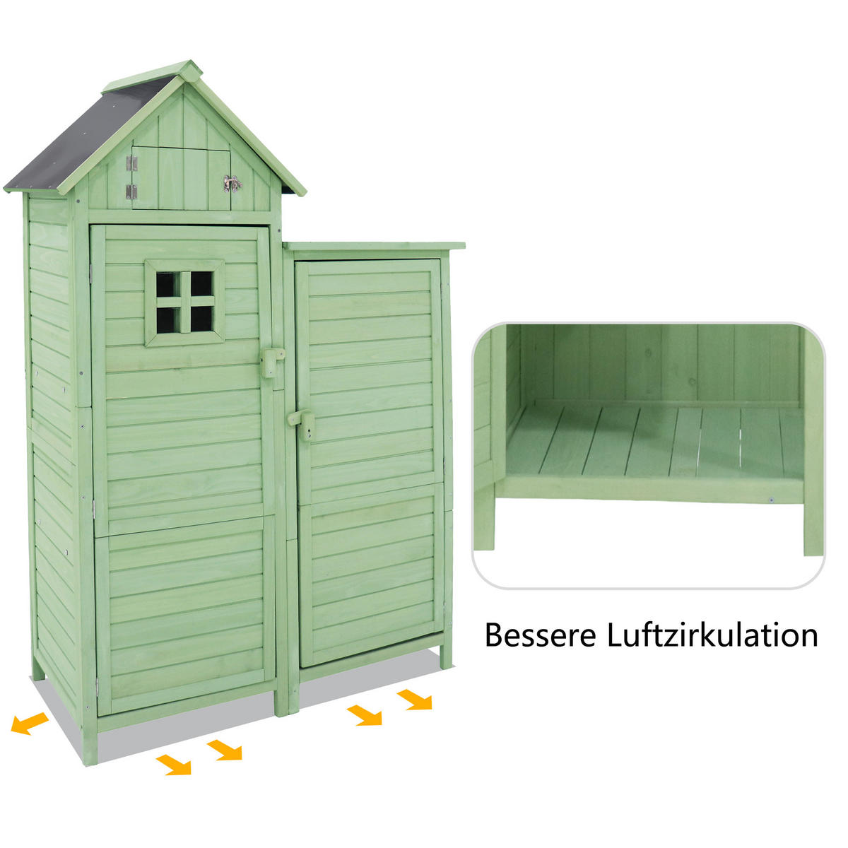GERÄTEHAUS 118x54x173cm Grün Wetterfest Mit PVC-Dach - Grün, Holzwerkstoff (54/173/118cm) - FLIEKS