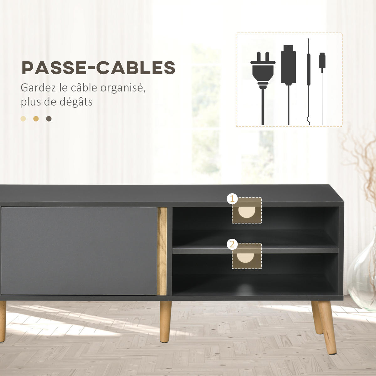 TV-MÖBEL Dunkelgrau 1 Stück - Dunkelgrau, Holzwerkstoff (150/45/35cm) - GiPP