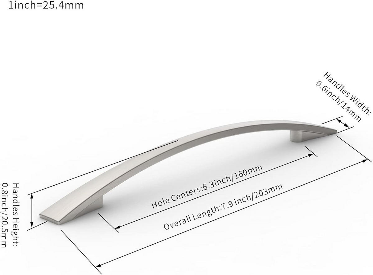 POIGNÉE de meuble,10 pièces poignées, espacement des trous de 160 mm, poignées de meubles, poignées de placard - Multicolor, Metall (14/2.05/20.3cm)