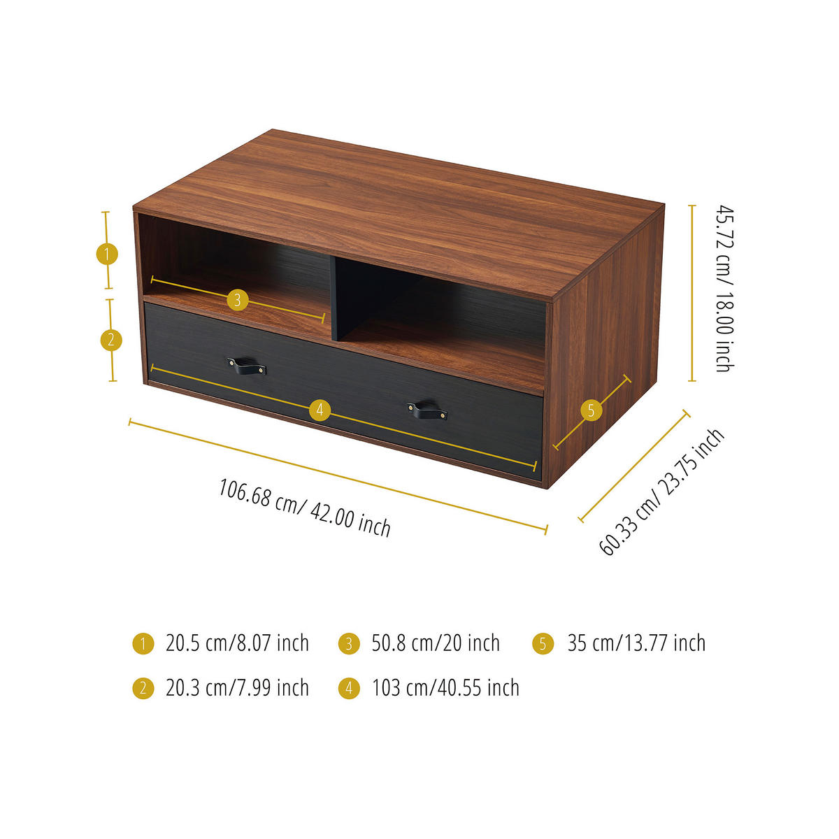 COUCHTISCH Bräunen - Braun, Holzwerkstoff (45.7/60.3/45.7cm) - Teamson Home