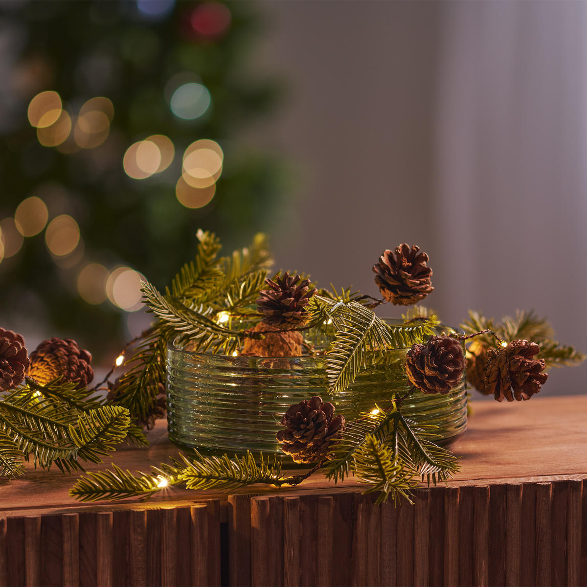 LED-GIRLANDE Frej, Grün, 160cm, Dekorative Weihnachtsdeko - Grün, Kunststoff (160cm) - home&you