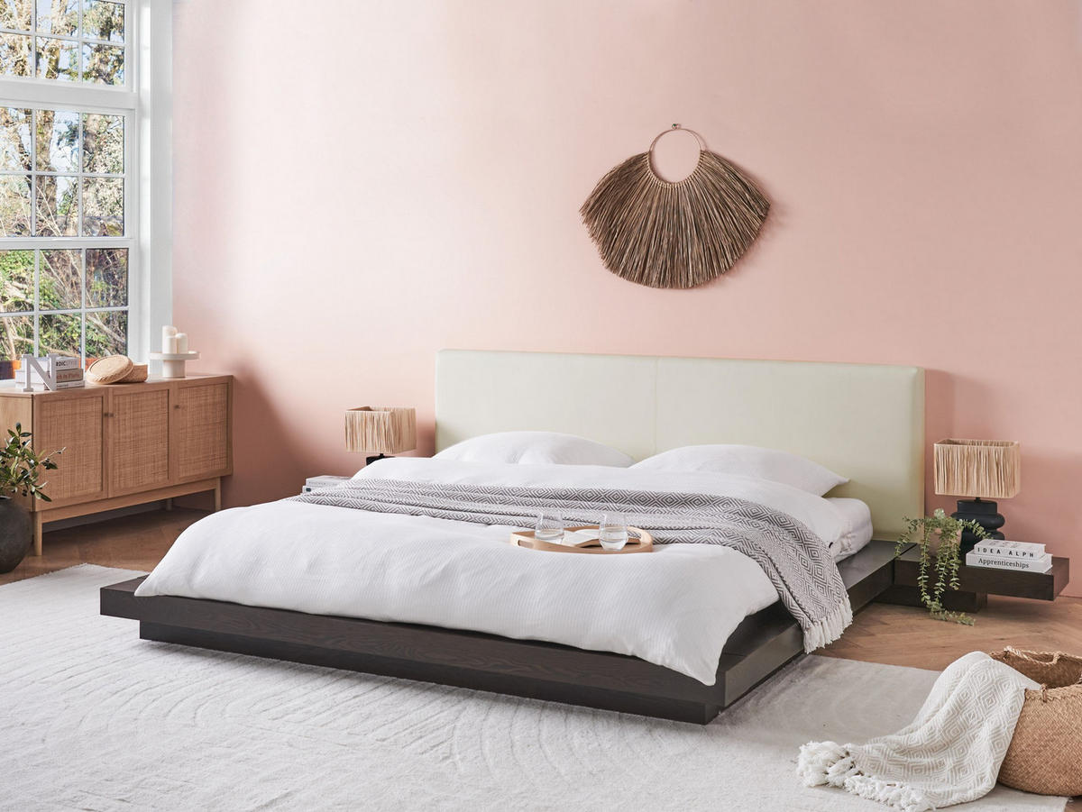 BETT mit Lattenrost 180x200 cm Dunkler Holzfarbton Zen - Dunkelbraun, Holzwerkstoff (180/200cm) - Beliani