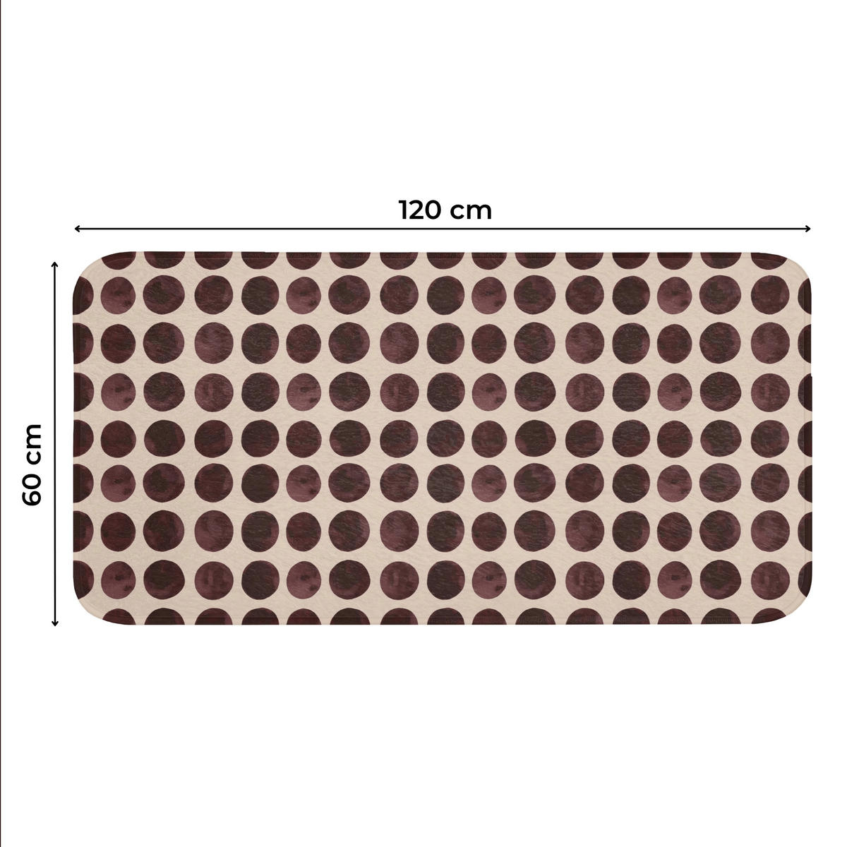 WC PŘEDLOŽKA Puntíky - Vzor - Hnědý 120x60 cm - bordeaux, textil/plast (120/1cm) - OnlyWow