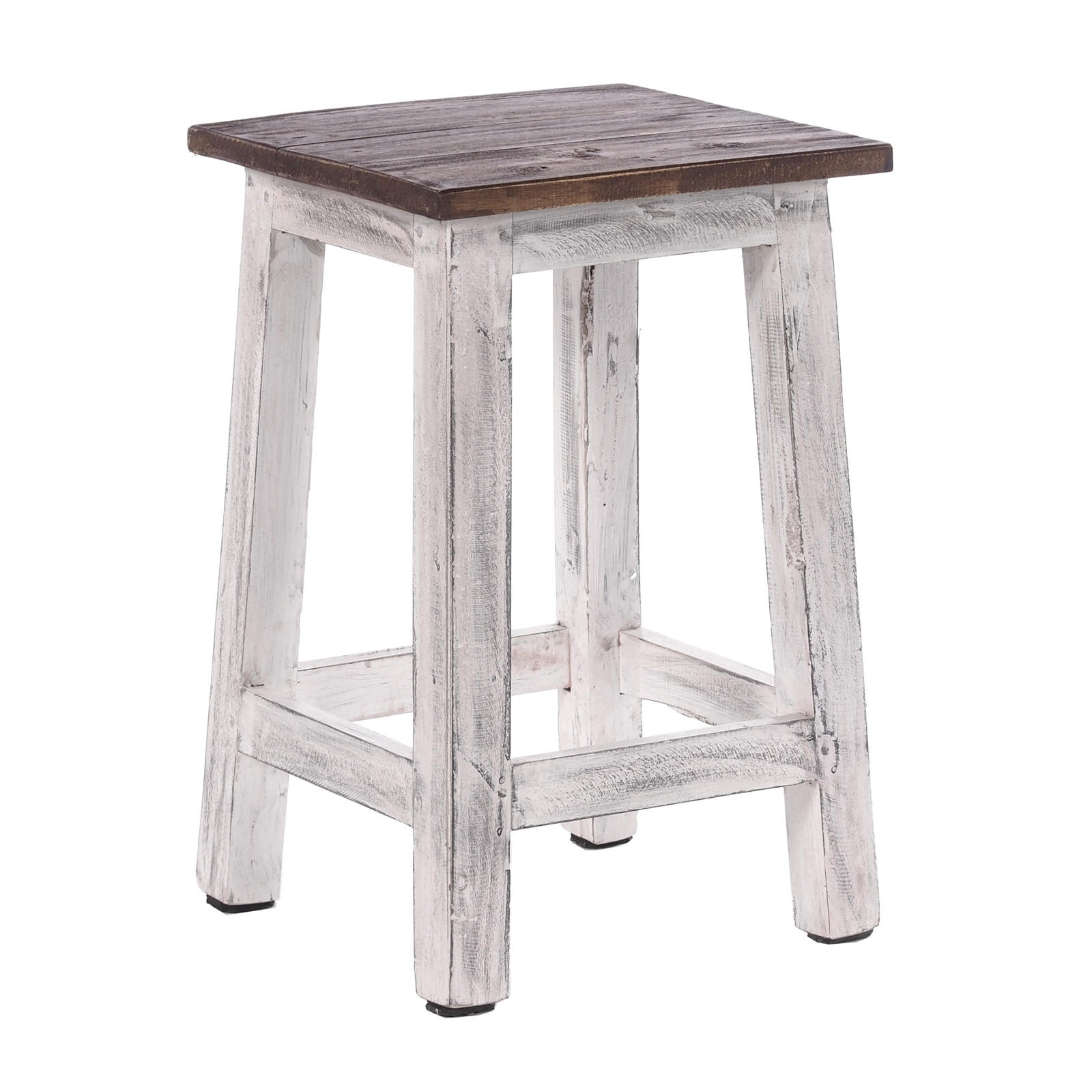 HOCKER MADERO Recyclingholz 05 weiß-natur - Multicolor, Karton (30/48/30cm) - DESIGN DELIGHTS