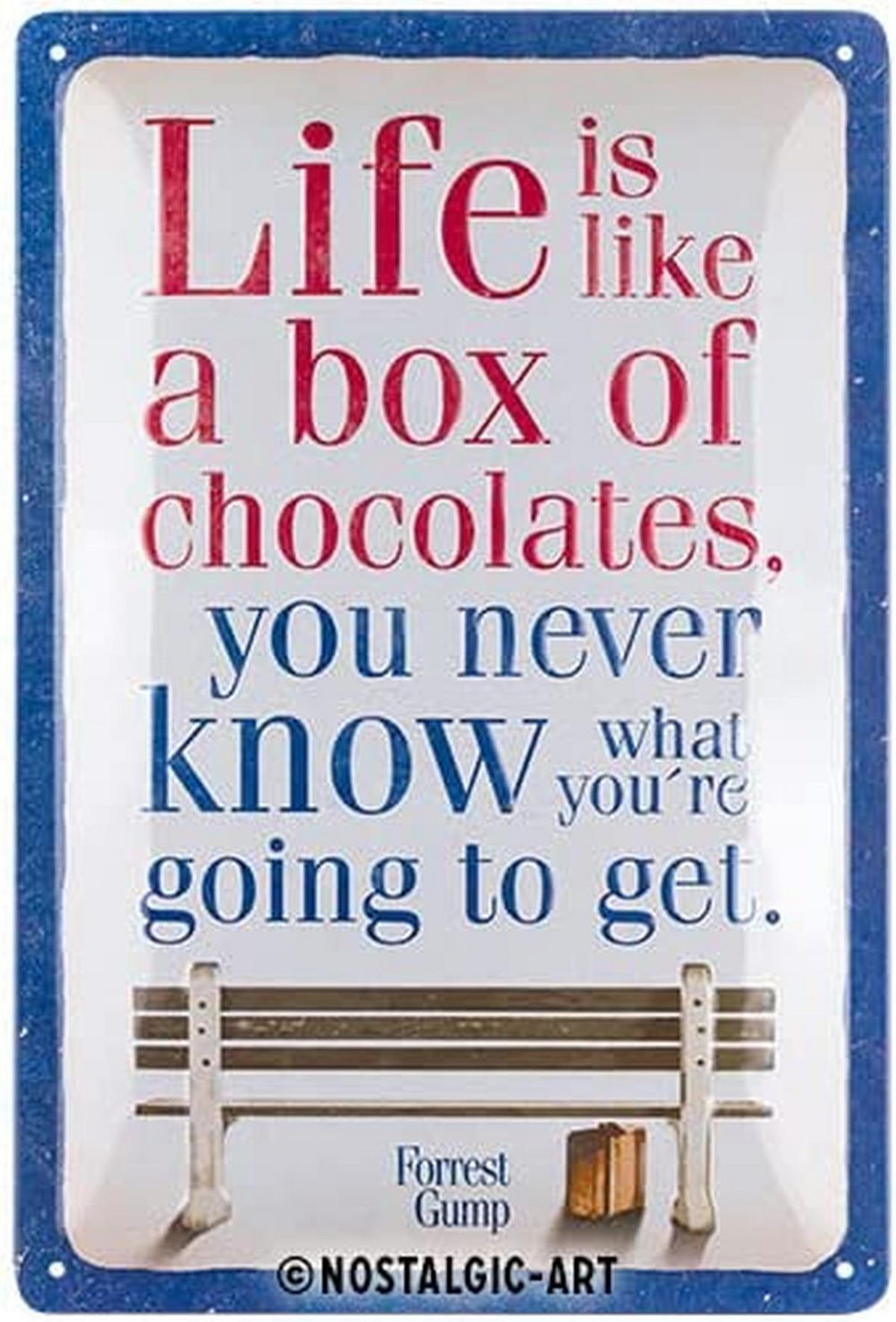 BLECHSCHILD 20/30 cm Forrest Gump Chocolate - Multicolor, Metall (20/30/0.2cm) - Nostalgic-Art
