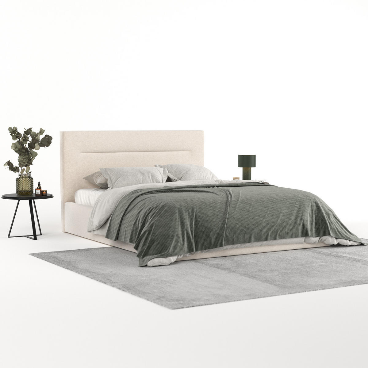 POLSTERBETT Liline 180/200 cm Ecru im Asti Stoff - Ecru/Schwarz, Holz/Holzwerkstoff (180/200cm) - AltaBeds