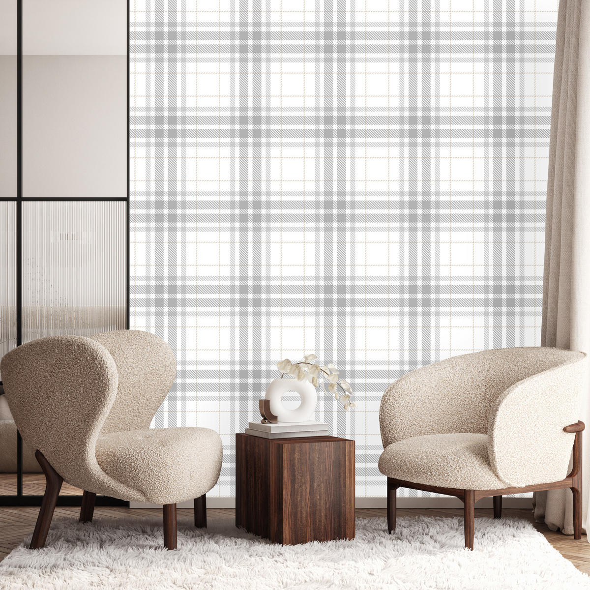 VLIESTAPETE Feines Karomuster – Grau, Weiß – 50x1000 cm - Weiß/Grau, Papier (50/1000cm) - Muralo