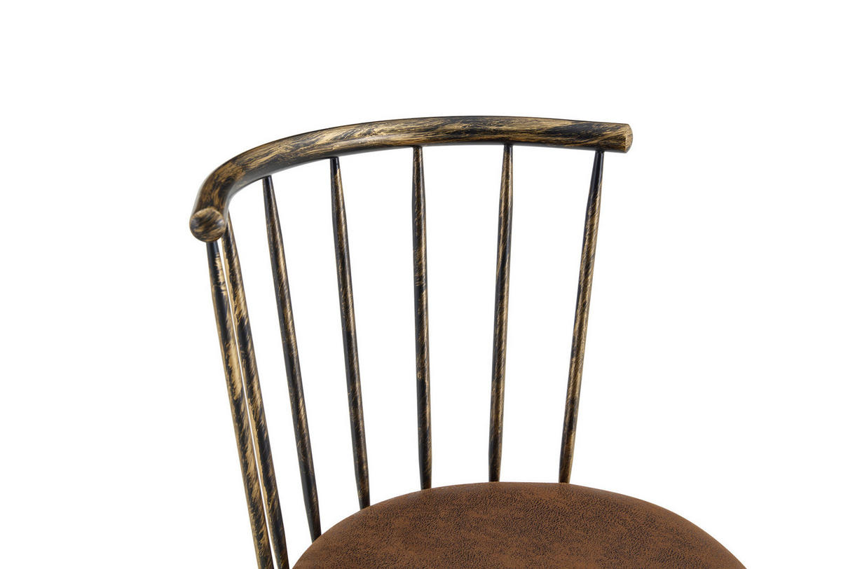 BARHOCKER Windsor-Stil gepolsterter Sitz Metall Brown - Braun, Metall (39/96/39.1cm) - Meubliv