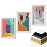 WANDBILDER 3er-Set - 40x60 cm Weißer Rahmen - Farbenfrohe Illustrationen von Gebäuden - Weiß, Kunststoff (40/60cm) - ArtPrintCave