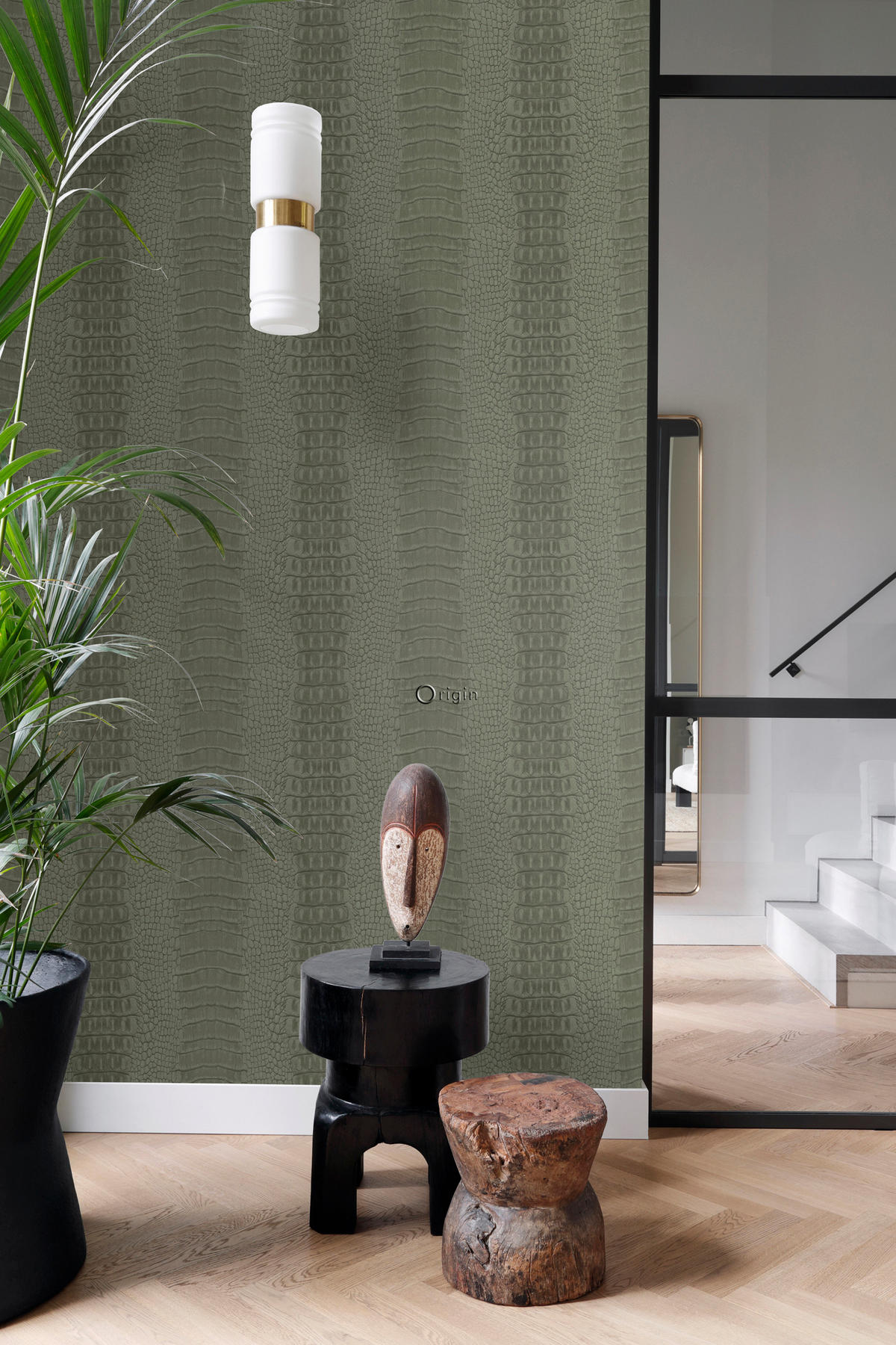 TAPETE Krokodil-Optik 53 cm x 10.05 m - Grün, Papier (53/1000cm) - Origin Wallcoverings