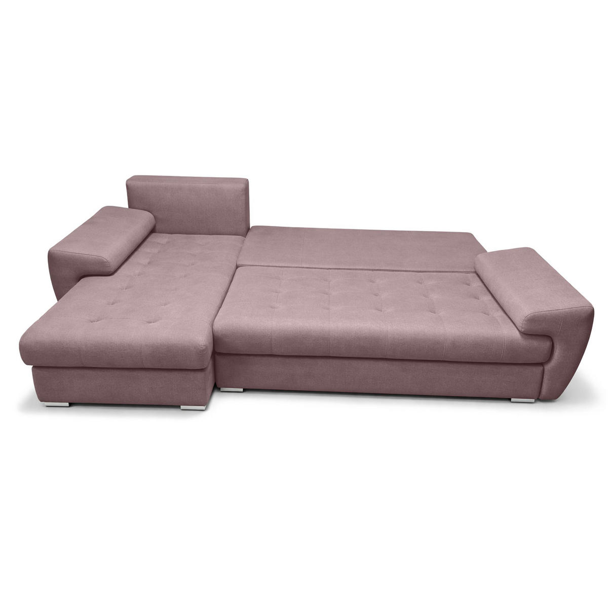 ECKSOFA L Form Manisa Rosa 234/145/83 cm Links mit Schlaffunktion - Silberfarben/Rosa, Kunststoff/Textil (145/234cm) - AX Living