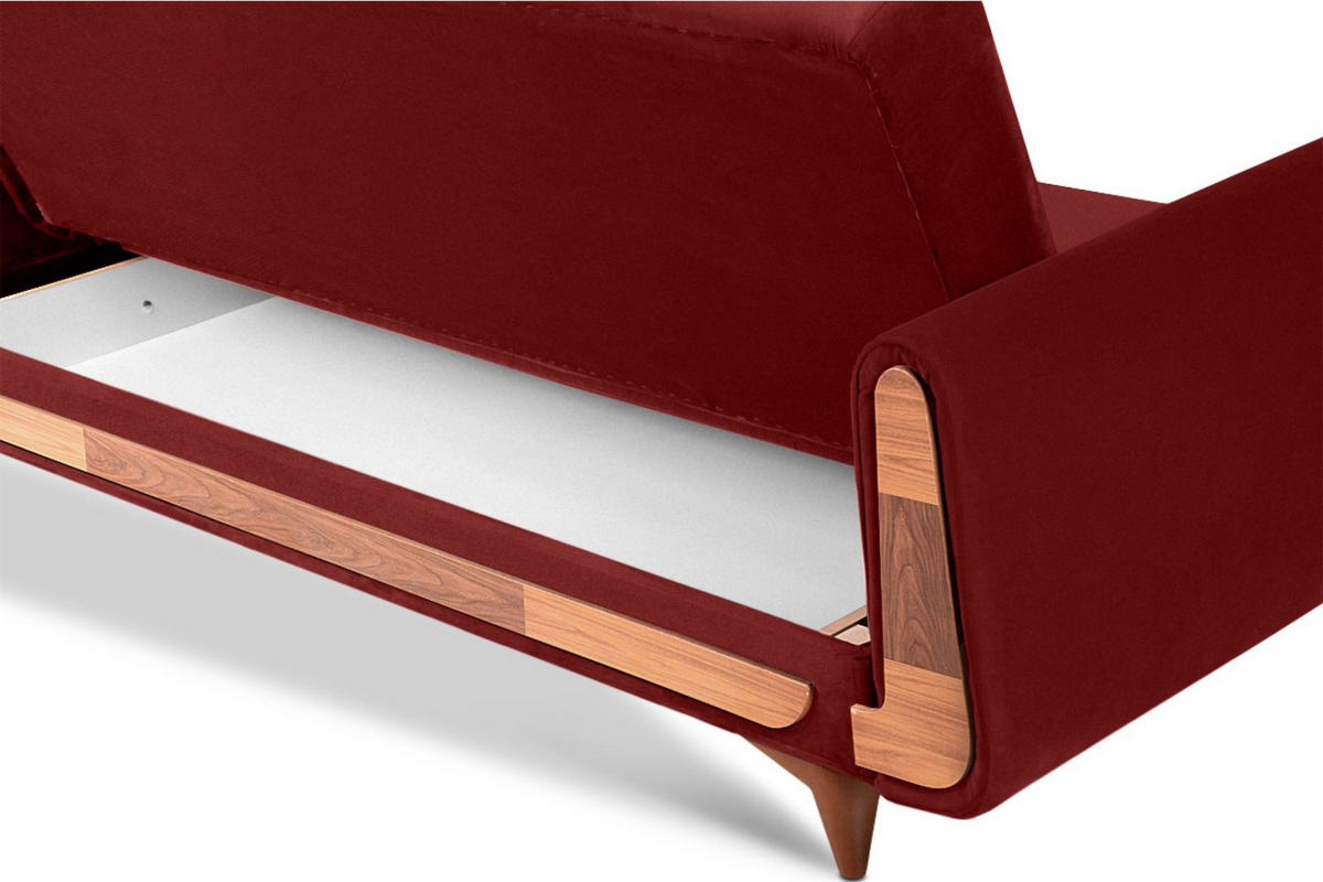 3-SITZER-SCHLAFSOFA GUSTAVO mit Armlehnen, rot - Dunkelbraun/Braun, Holz/Holzwerkstoff (230/98/98cm) - KONSIMO®
