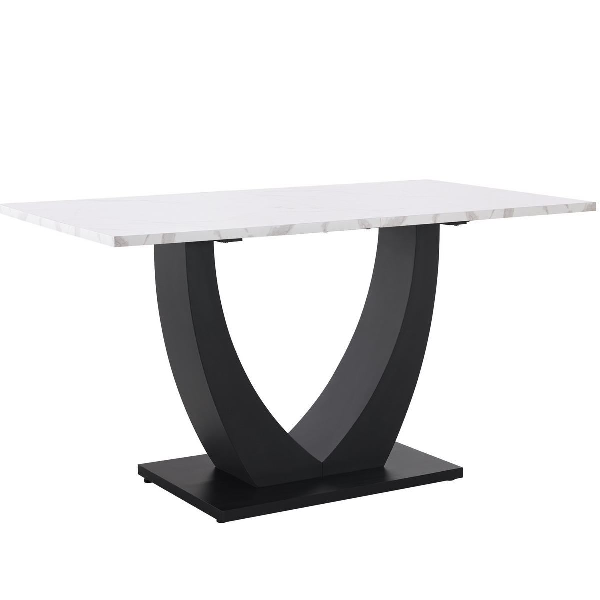 ESSTISCH 140/75/75,5 cm mit MDF-Tischplatte, verstellbaren Füßen und Marmormuster, Weiß/Schwarz - Weiß, Holzwerkstoff (140/75/75.5cm) - Redom