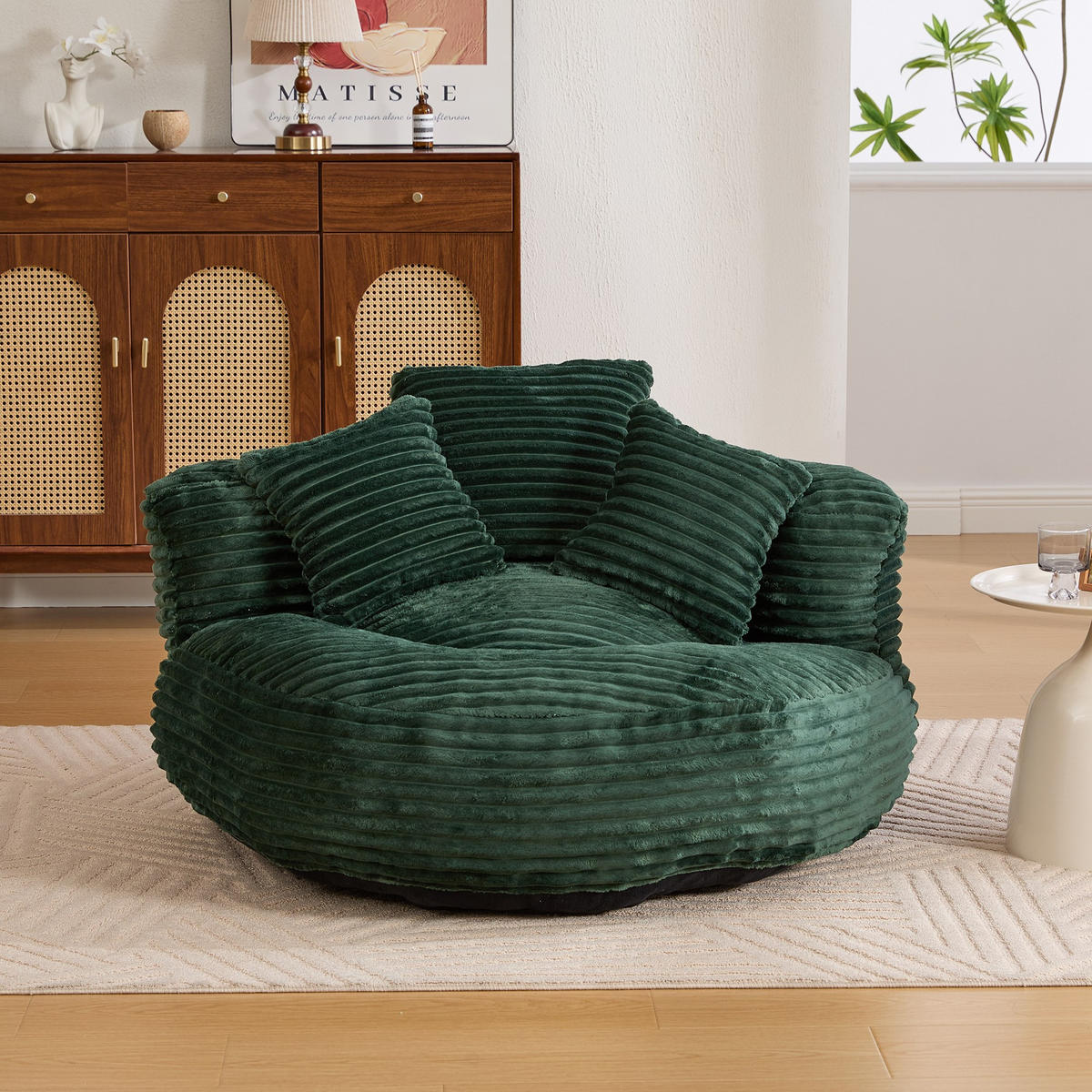 SITZSACK Cord,Sofa mit 3 extra Kopfkissen,Grün - Grün, Textil (108/52/108cm) - LVHOM