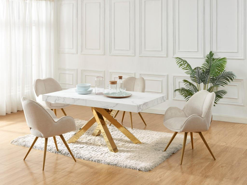 Thumbnail - Vente-Unique Esstisch, Weiß, Holz, Uni, 10-Sitzer, Rechteckig, 90x75x240 cm, Esszimmer, Tische, Esstische