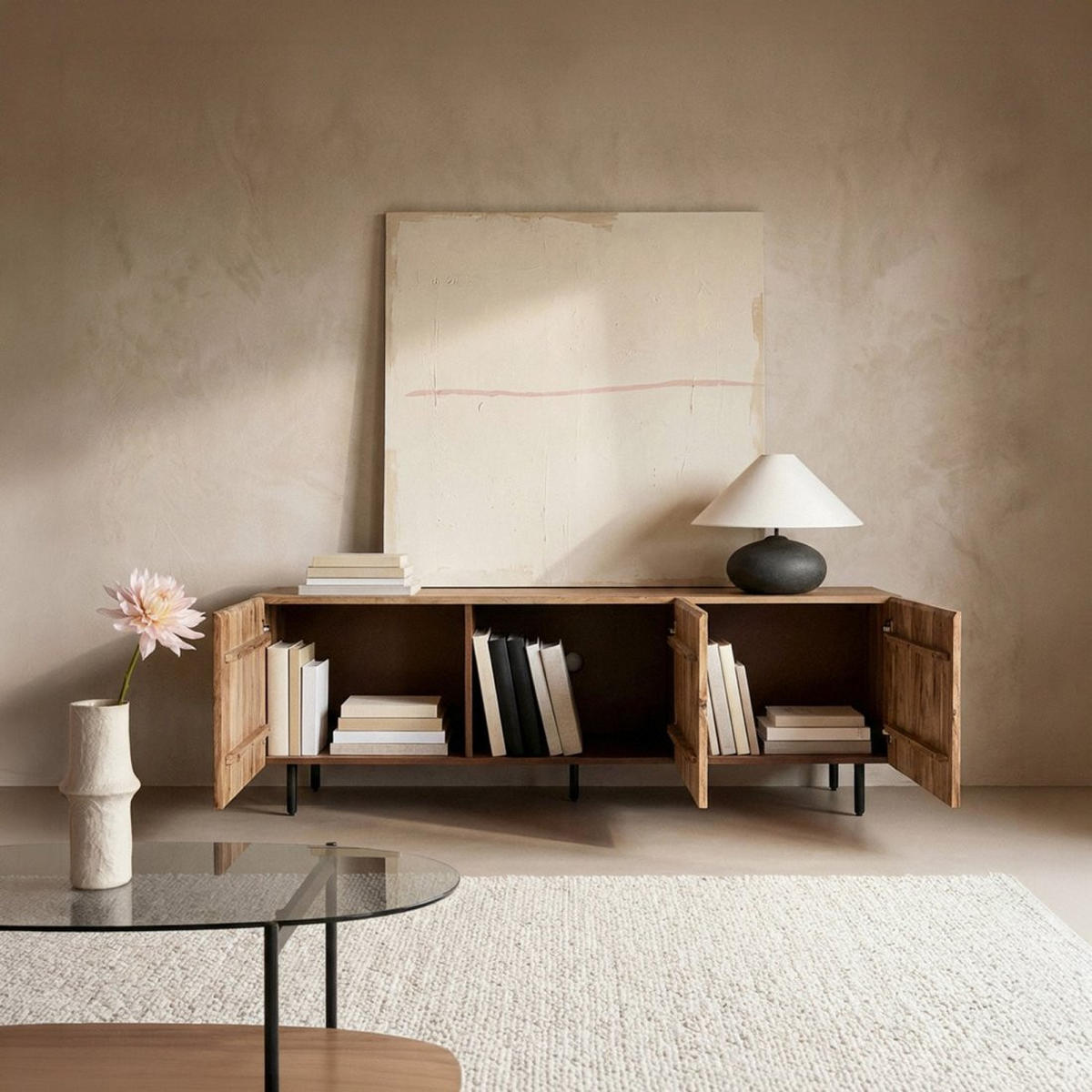 TV-ELEMENT Diya Natürlich 160 cm x 52 cm - Naturfarben, Holz (160/52/40cm) - Klast Home