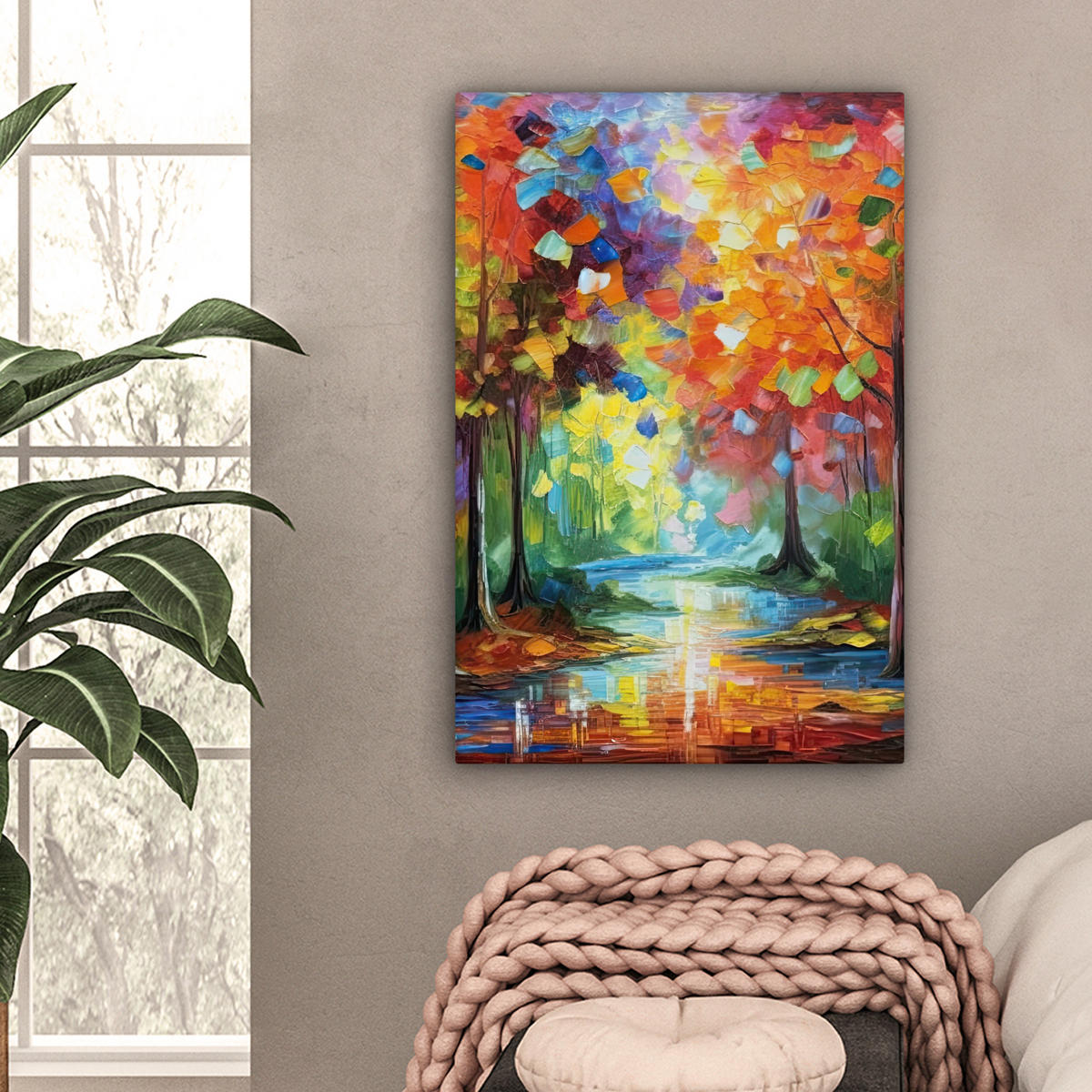 LEINWANDBILD Landschaft - Wald - Farben - Natur Wanddeko Schlafzimmer 60x90 cm - Multicolor, Textil (60/90cm) - MuchoWow