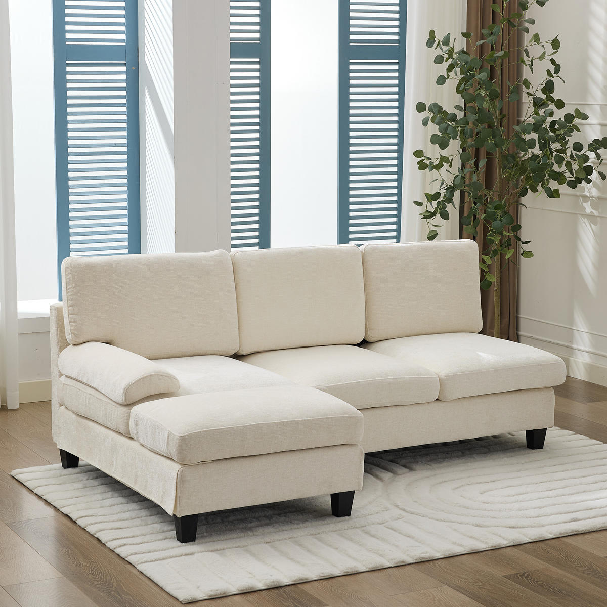 ECKSOFA aus Stoff 194x118x81 cm in Beige mit Schlaffunktion - Beige, Textil (118/81/194cm) - Modfu