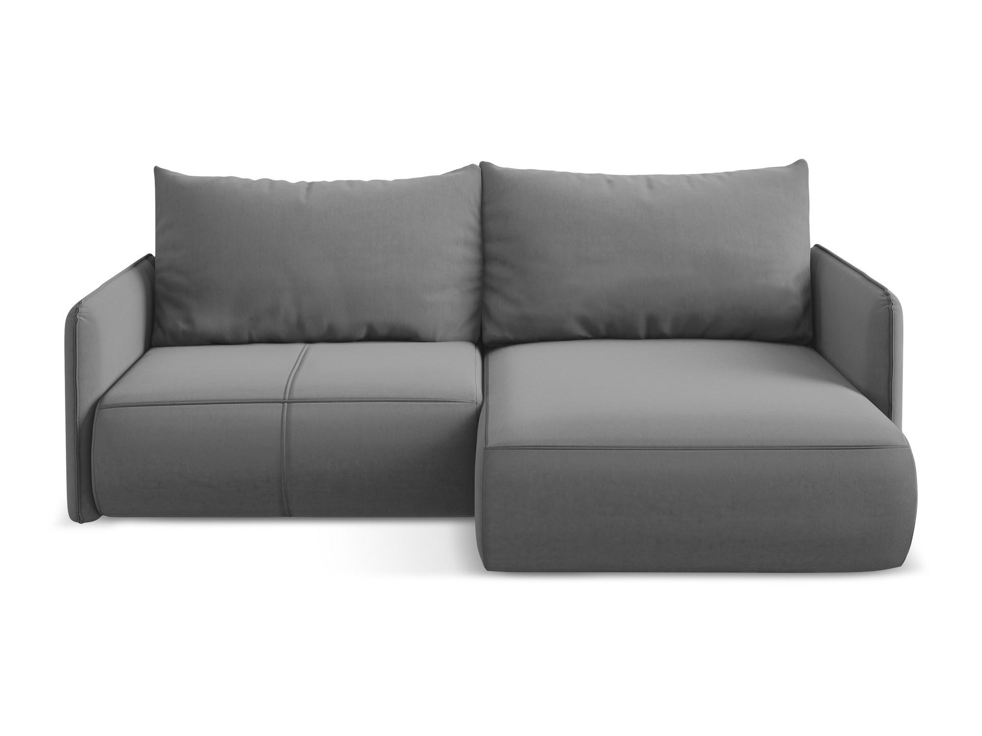 ECKSOFA mit Schlaffunktion Samt Stoff Grau - Schwarz/Grau, Kunststoff/Textil (207/148cm) - Makamii