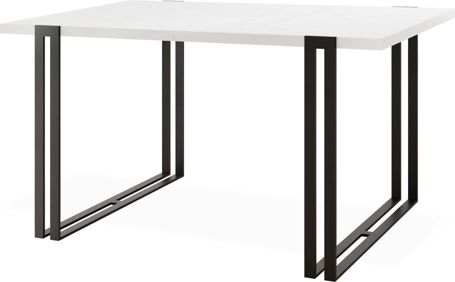 ESSTISCH Marco rechteckig ausziehbar, Weiß 140-240/80/76 cm - Schwarz/Weiß, Holzwerkstoff/Metall (140/80/76cm) - WFL GROUP