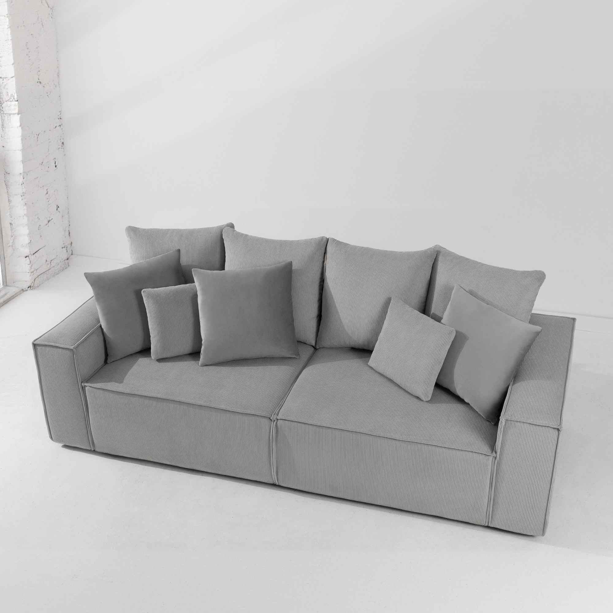 Thumbnail - Konsimo® Schlafsofa, Hellgrau, Holz, Textil, 244x89x101 cm, Wohnzimmer, Sofas & Couches, Schlafsofas