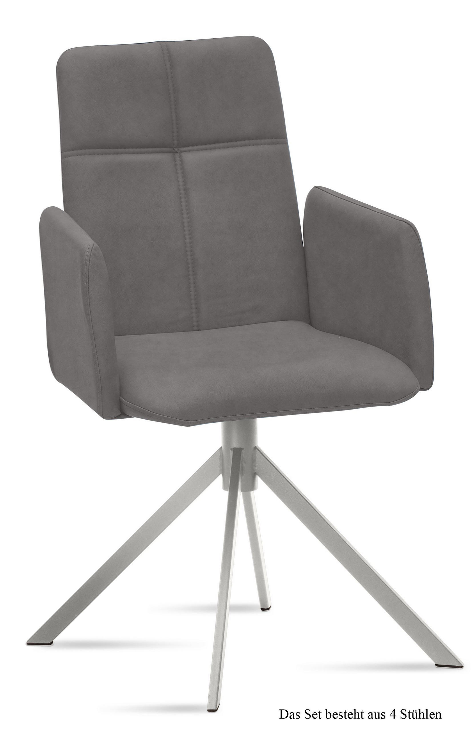 ARMLEHNSTUHL (4er-Set) Dorisa 52x92x60 Edelstahl/Grau - Edelstahlfarben/Grau, Kunststoff (60/92/52cm) - 58aufmkessel