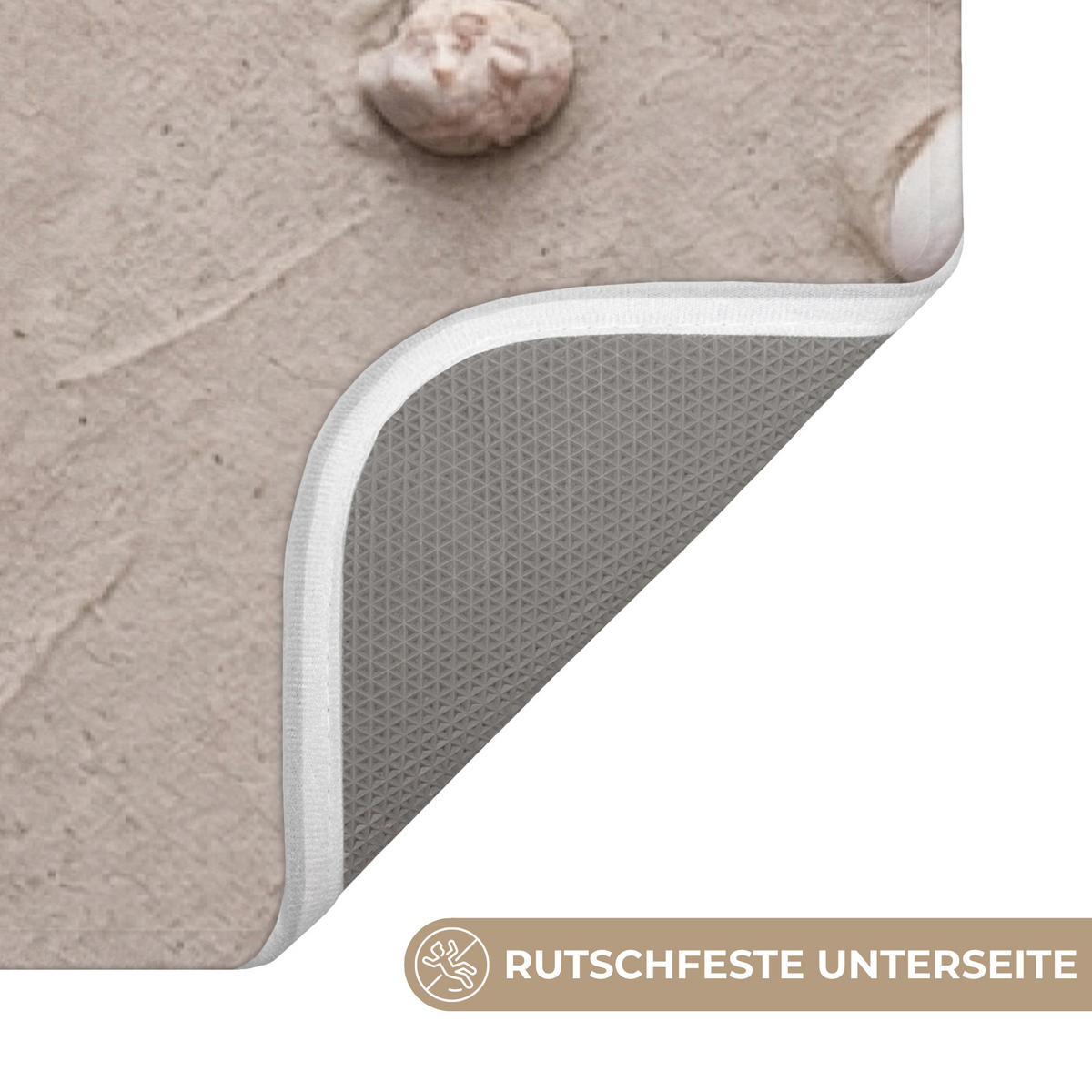 KÚPEĽŇOVÁ PREDLOŽKA Mušle - Hviezdice - Pláž 60x120 cm - piesková/krémová, textil/plast (60/120cm) - OnlyWow