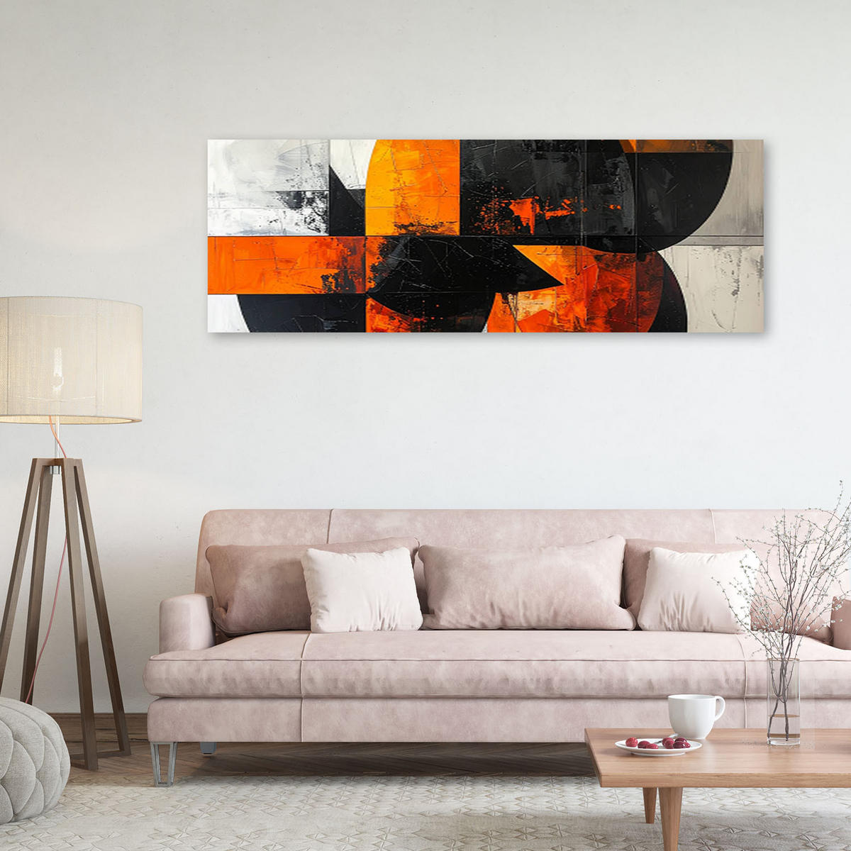 LEINWANDBILD 3D und geometrisch 120x40cm - Orange, Textil (120/40cm) - Feeby