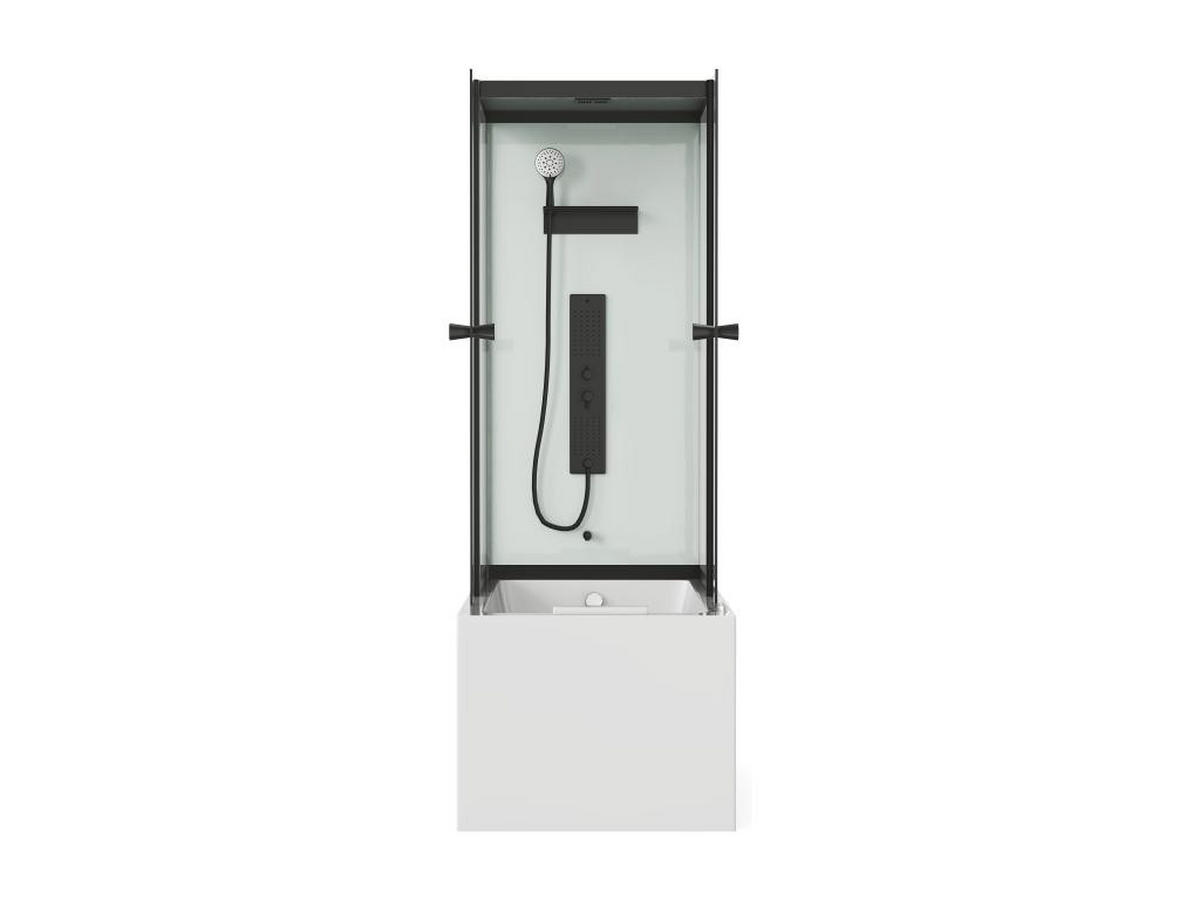 DUSCHBADEWANNE - Schwarze Profile - 150 x 75 x 215 cm - 100 Mikrodüsen & 6 große Düsen - DARIA II - Schwarz, Metall (75/215/150cm) - Vente-Unique