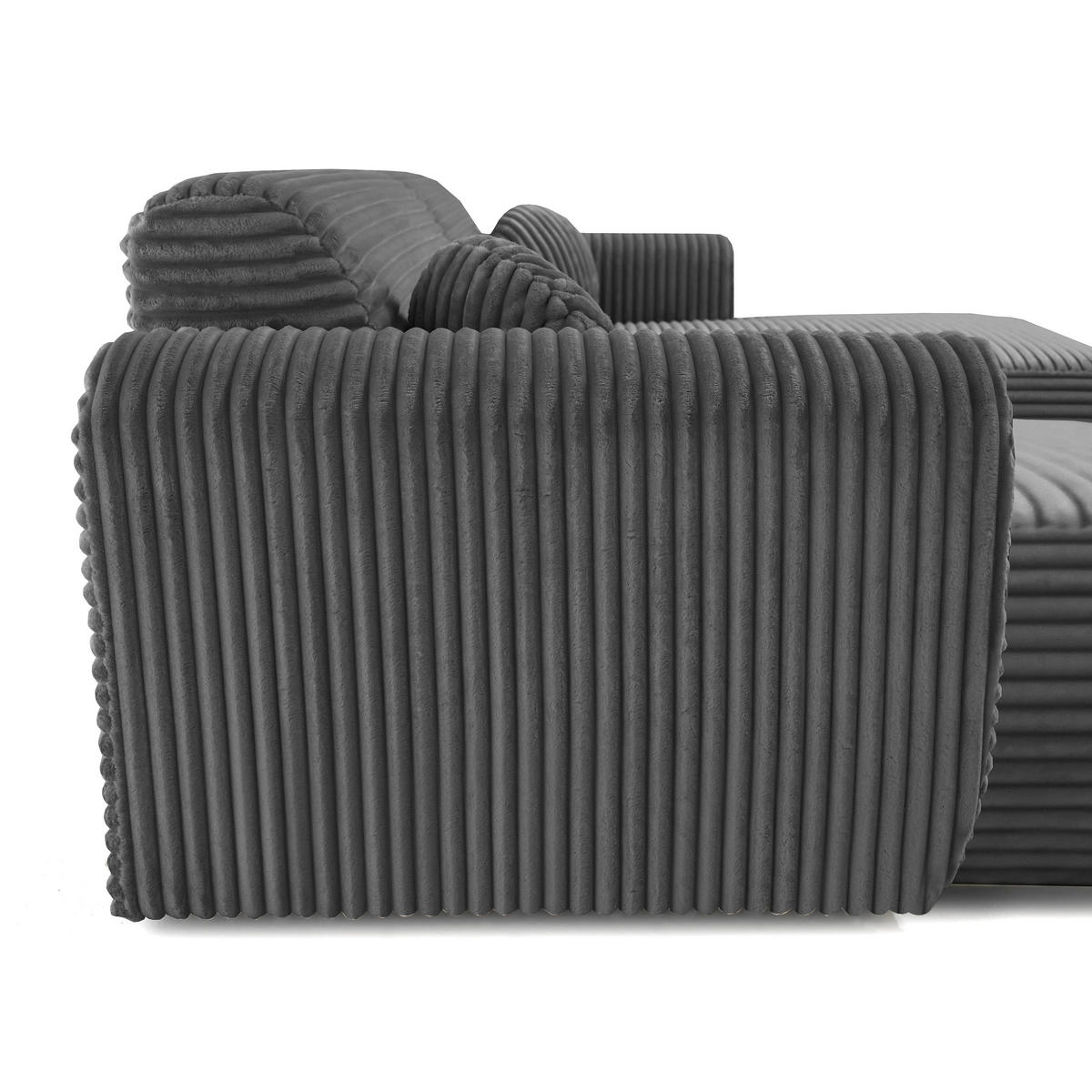 WOHNLANDSCHAFT Puerto U ohne Schlaffunktion, Dunkelgrau, Cordstoff - Dunkelgrau/Schwarz, Holzwerkstoff (363/76/170cm) - Beautysofa