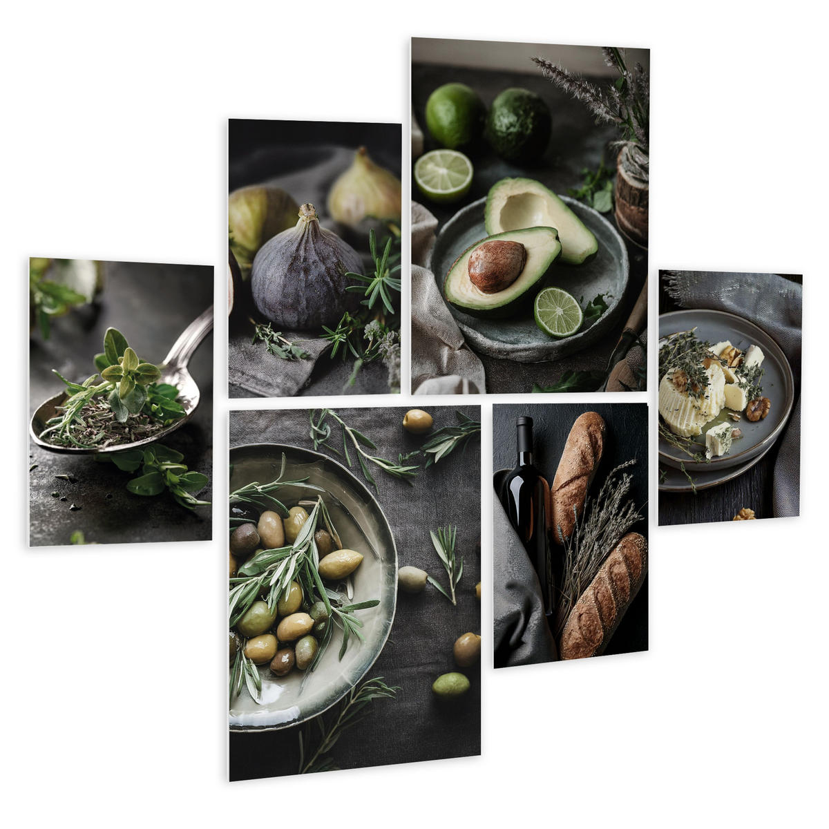BILDERSET 6er-Set 30x40 cm + 20x30 cm vintage Küche - Schwarz, Kunststoff (105/85cm) - artissimo