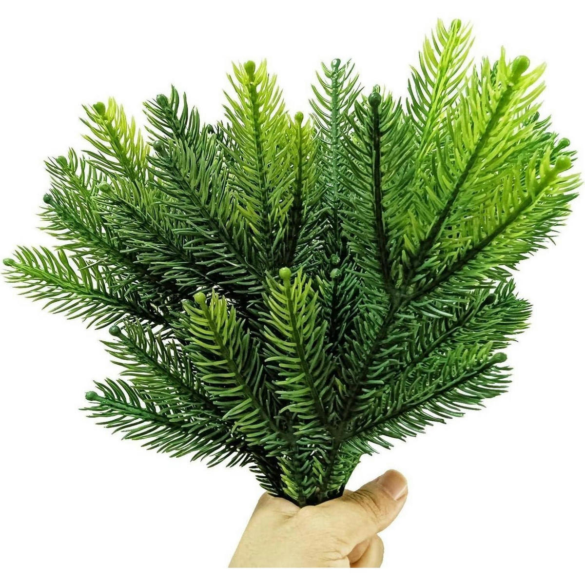 KÜNSTLICHE Tannenzweige 30 Stück Set Grün - Grün, Kunststoff (9cm)