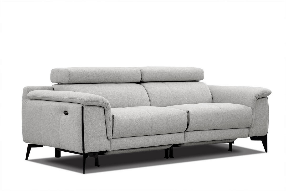 RELAXSOFA MATERA 3-Sitzer mit 2 Relaxfunktionen, hellgrau - Hellgrau/Schwarz, Holzwerkstoff/Textil (212/82/103cm) - Courtois Laville