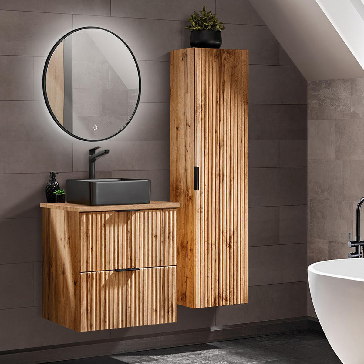 BADMÖBEL-SET 3-TLG. Adelaide-56 - Braun, Holzwerkstoff (110/200/47cm) - Lomado