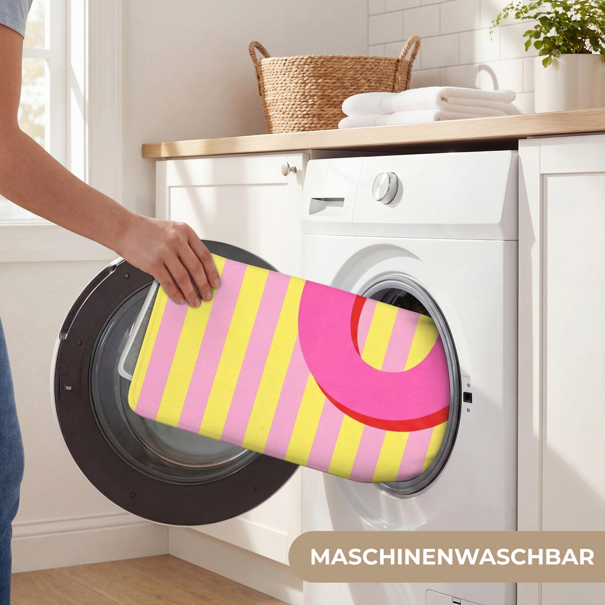 WC-VORLEGER Text - Streifen - Rosa WC Teppich 120x60 cm - Multicolor, Kunststoff/Textil (120/60cm) - OnlyWow