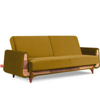 3-SITZER-SCHLAFSOFA GUSTAVO mit Armlehnen, Gelb - Gelb/Braun, Holz/Holzwerkstoff (230/98/98cm) - KONSIMO®