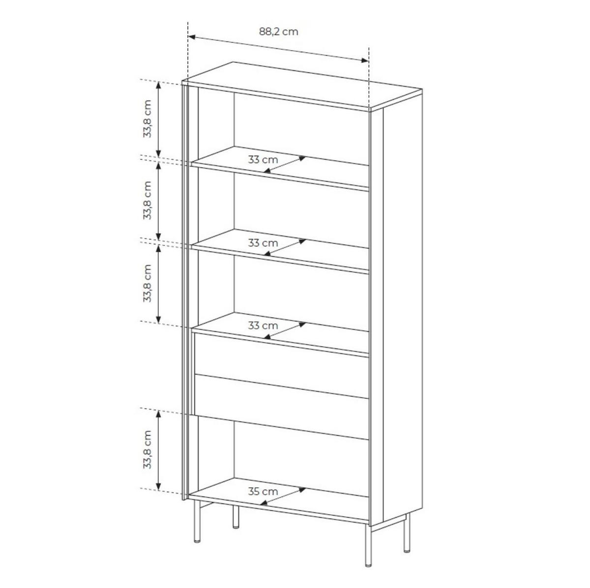 VITRINE Ilumi Kaschmir, mit LED - Kaschmir, Holzwerkstoff (92/195/39cm) - Bettso