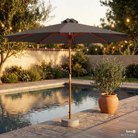 SONNENSCHIRM - Eukalyptus massiv / Polyester - Taupe, Holz/Textil (250/250cm) - home24