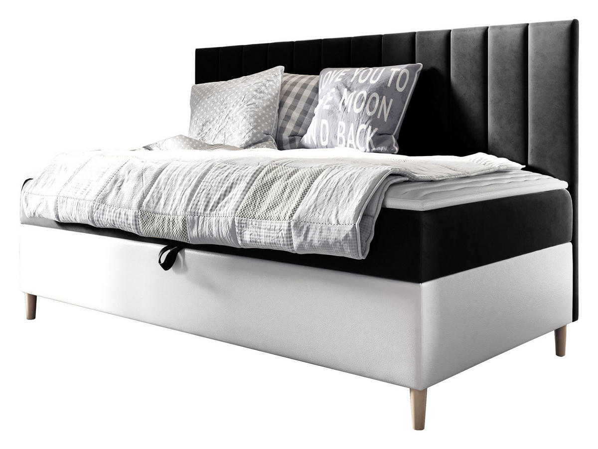 BOXBETT Maja Junior 2 - Schwarz/Weiß, Holz (100/200cm) - MIRJAN24