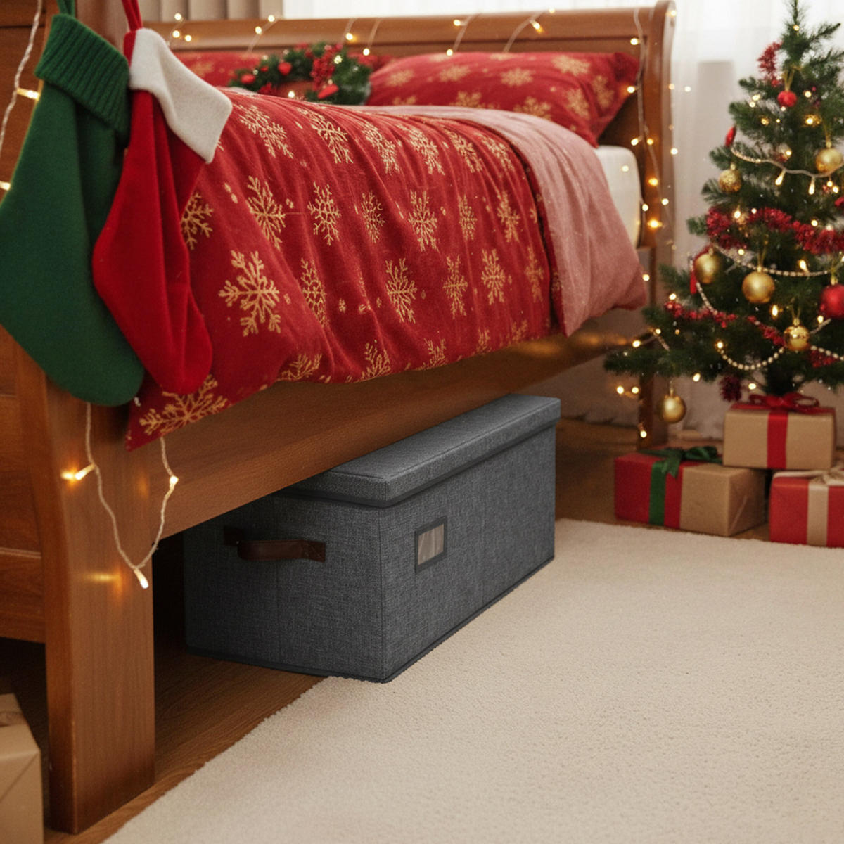 WEIHNACHTSKUGEL-AUFBEWAHRUNGSBOX - Grau, Wellpappe/Kunststoff (66.5/26/33cm) - Relaxdays