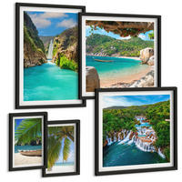 BILDER SET 5er Set - 50x50 cm & 20x30 cm & 40x60 cm Schwarzer Rahmen - Eiffels Straßenarchitektur - Schwarz, Kunststoff (40/60cm) - TULUP