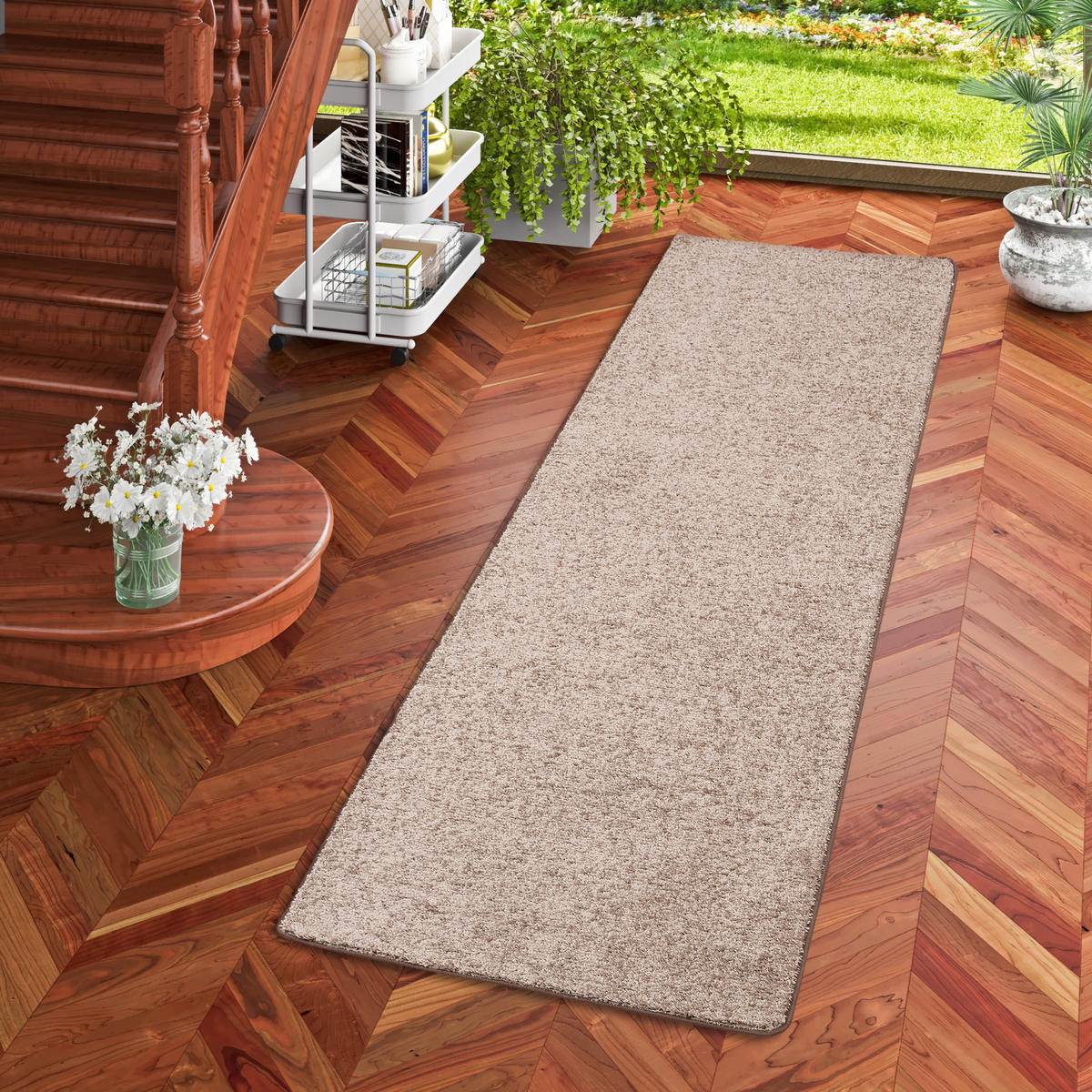 HOCHFLOR VELOURS TEPPICH LÄUFER MONA - Taupe, Textil (80/320cm) - Snapstyle