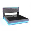 POLSTERBETT 160x200cm, mit USB-Ladeanschluss, Leinen, Grau - Grau, Textil/Metall (160/200cm) - KOMHTOM