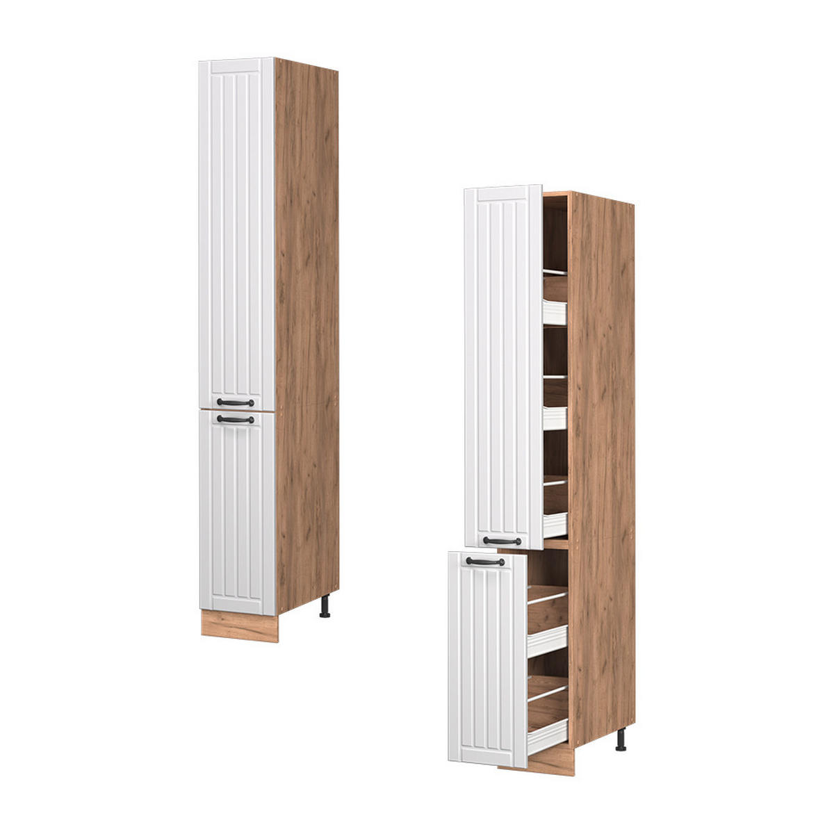 APOTHEKERSCHRANK Fame-Line Weiß Landhaus 30 cm - Honigeiche/Weiß, Holzwerkstoff (30/206.8/58cm) - Vicco