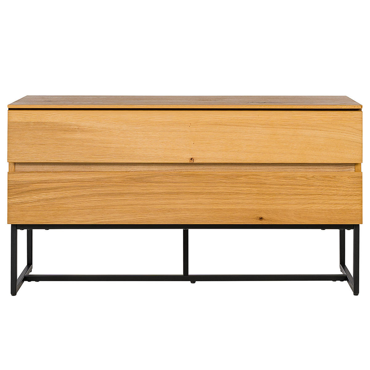 GARDEROBENBANK - Echtholzfurnier / Eisen - - Eichefarben/Schwarz, Holzwerkstoff (90/48/35cm) - home24