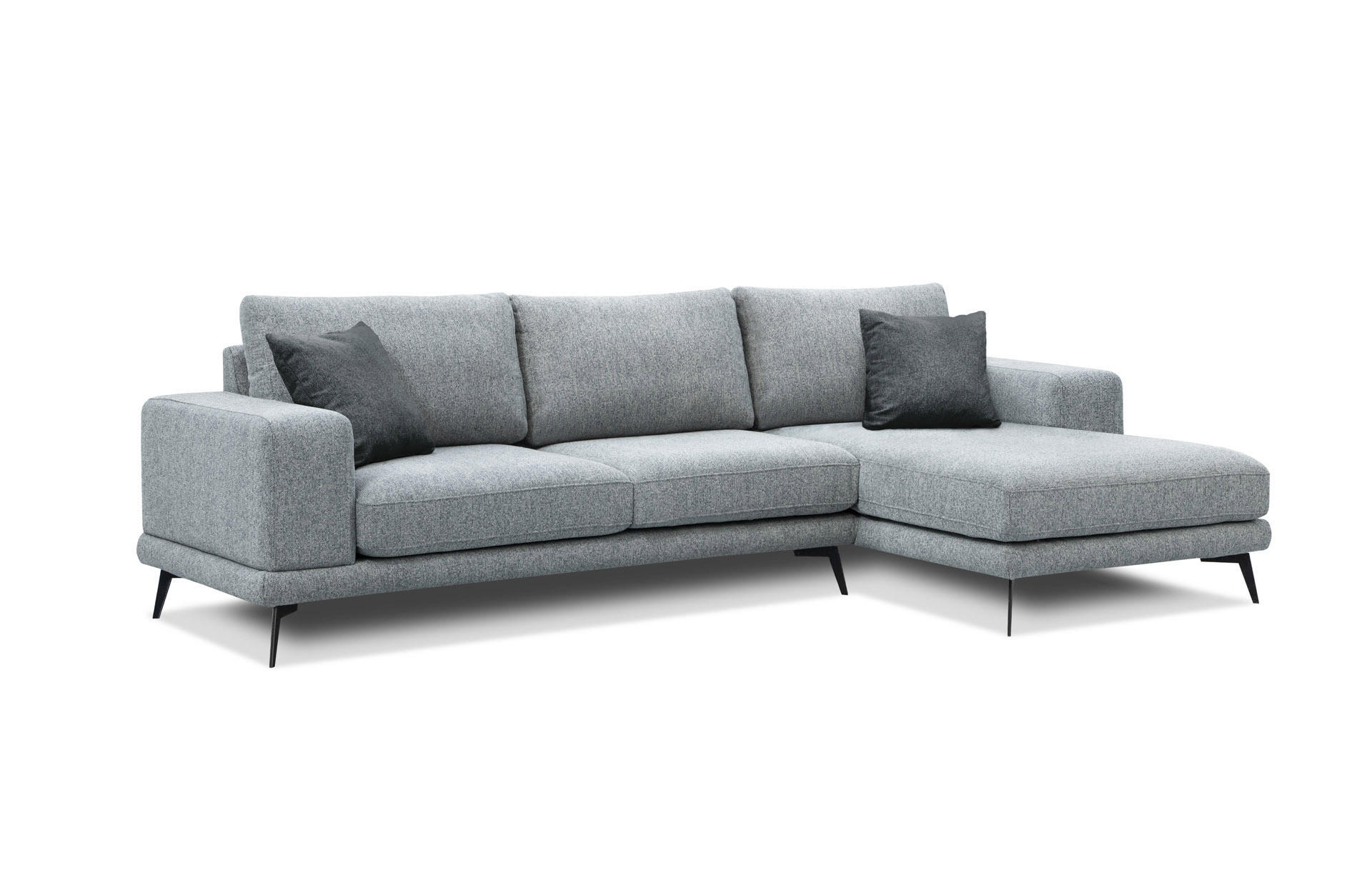 ECKSOFA MEDIOLANE 4-Sitzer, silberfarben - Silberfarben, Holzwerkstoff/Textil (282/219cm) - Courtois Laville