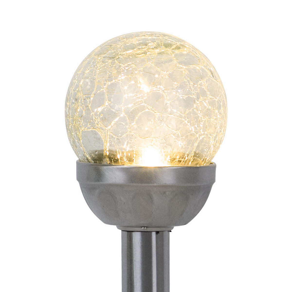 LED AUSSENLEUCHTE Solar Glaskugel Silber - Silberfarben, Glas (8/8/34.5cm)